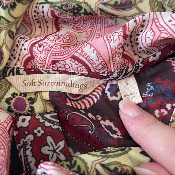 Soft Surroundings Small Langdon Patchwork Paisley Top Blouse Button Tie BOHO - Picture 7 of 8